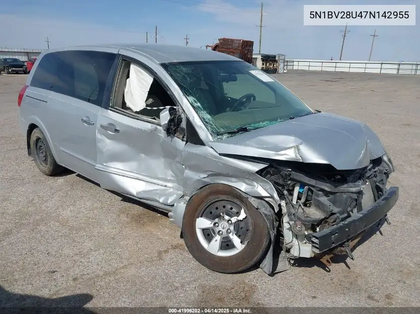 2007 Nissan Quest 3.5 VIN: 5N1BV28U47N142955 Lot: 41996202