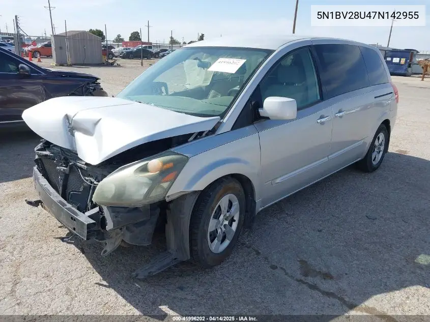 2007 Nissan Quest 3.5 VIN: 5N1BV28U47N142955 Lot: 41996202