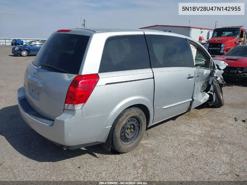 2007 Nissan Quest 3.5 VIN: 5N1BV28U47N142955 Lot: 41996202