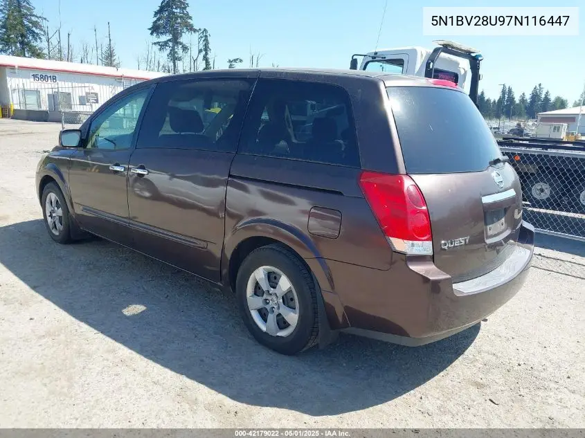 2007 Nissan Quest 3.5 VIN: 5N1BV28U97N116447 Lot: 42179022