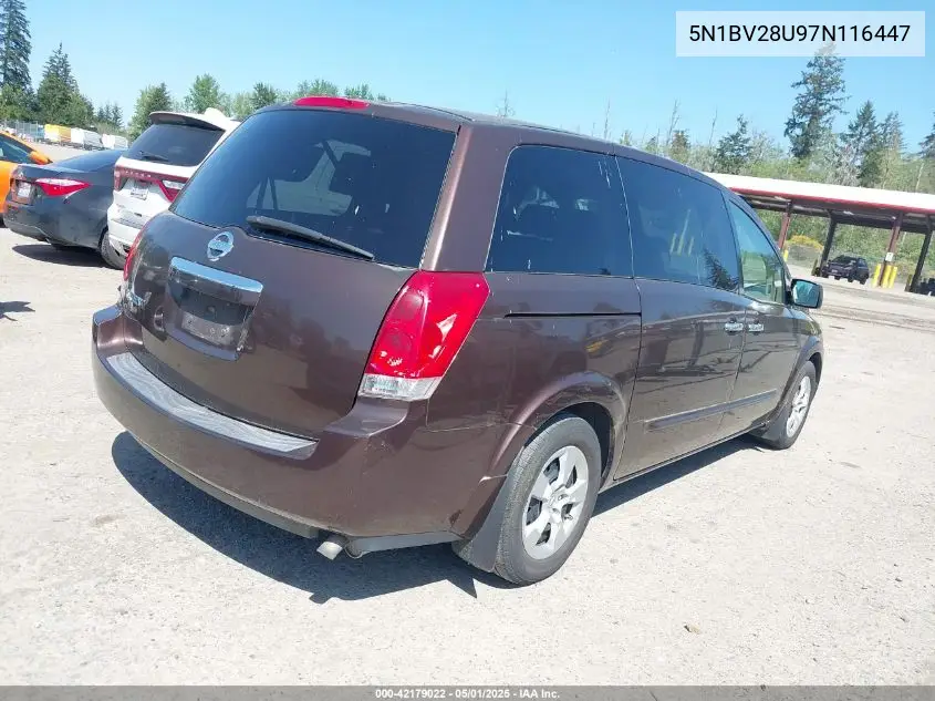 2007 Nissan Quest 3.5 VIN: 5N1BV28U97N116447 Lot: 42179022