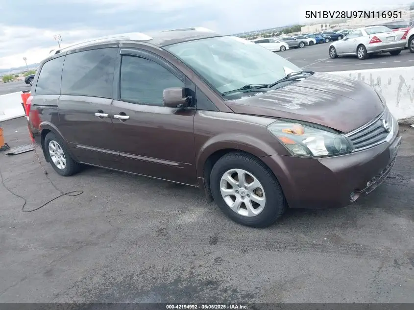 2007 Nissan Quest 3.5 Sl VIN: 5N1BV28U97N116951 Lot: 42194992
