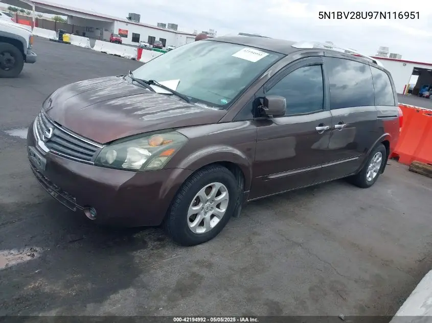 2007 Nissan Quest 3.5 Sl VIN: 5N1BV28U97N116951 Lot: 42194992