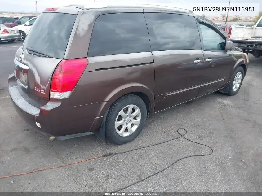 2007 Nissan Quest 3.5 Sl VIN: 5N1BV28U97N116951 Lot: 42194992