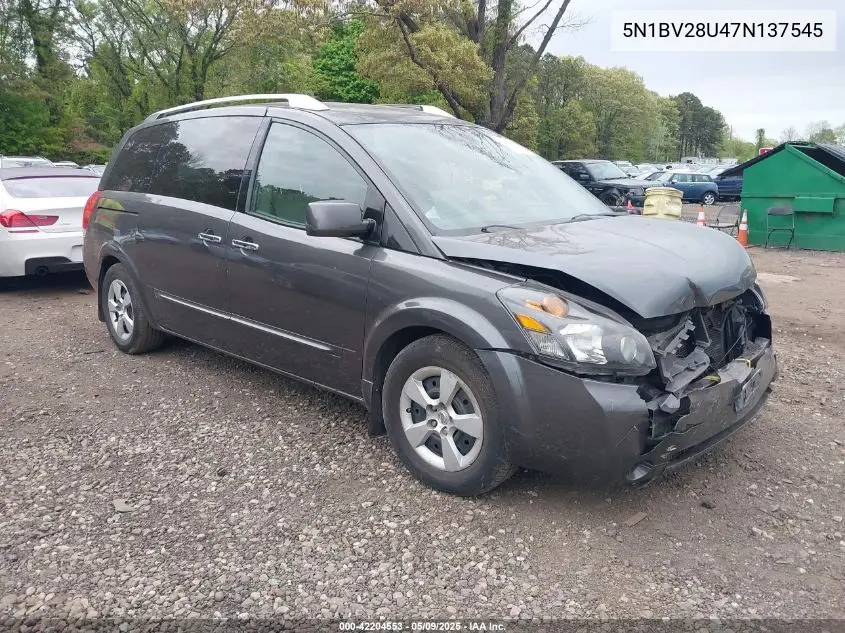 2007 Nissan Quest 3.5 S VIN: 5N1BV28U47N137545 Lot: 42204553