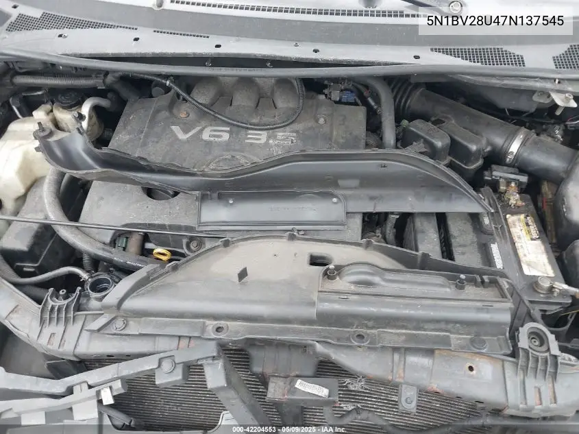 2007 Nissan Quest 3.5 S VIN: 5N1BV28U47N137545 Lot: 42204553