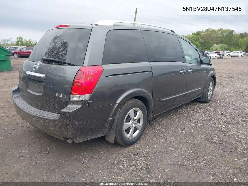 2007 Nissan Quest 3.5 S VIN: 5N1BV28U47N137545 Lot: 42204553