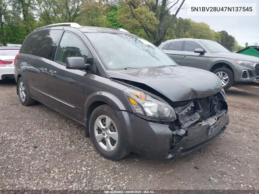 2007 Nissan Quest 3.5 S VIN: 5N1BV28U47N137545 Lot: 42204553