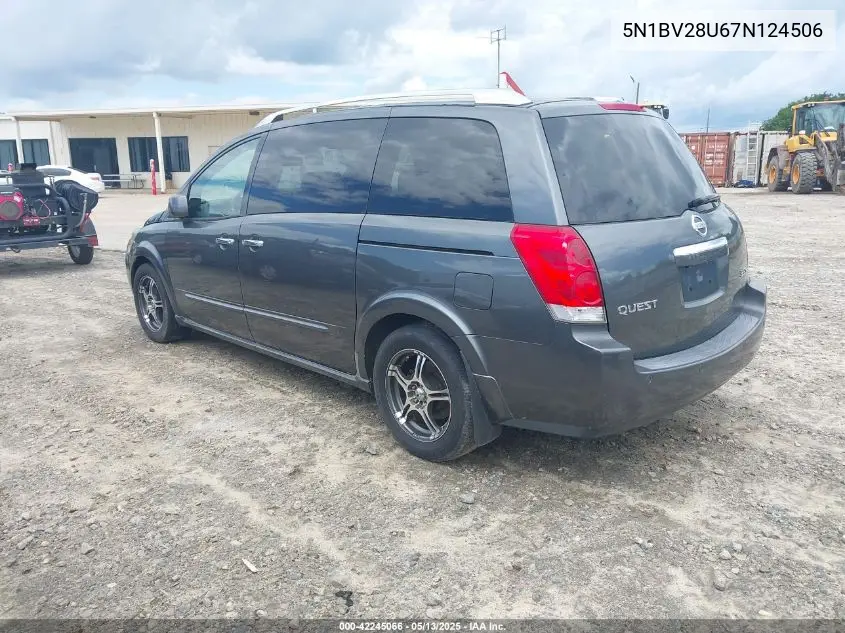 2007 Nissan Quest 3.5 Se VIN: 5N1BV28U67N124506 Lot: 42245066