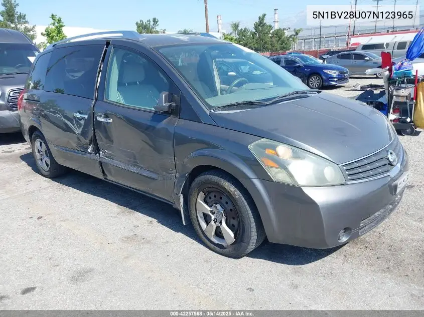 2007 Nissan Quest 3.5 S VIN: 5N1BV28U07N123965 Lot: 42257568