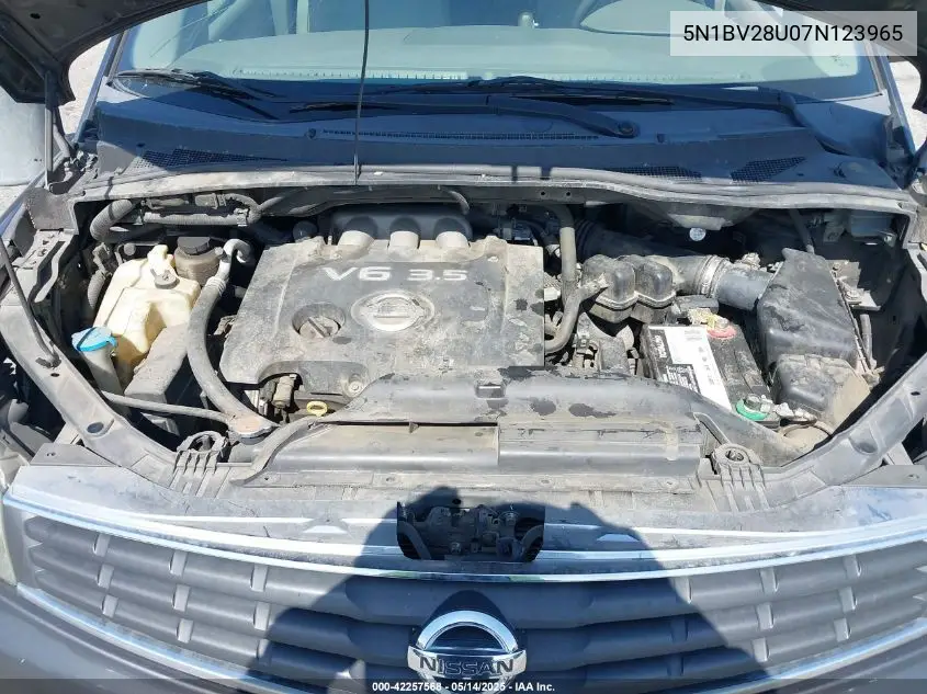 2007 Nissan Quest 3.5 S VIN: 5N1BV28U07N123965 Lot: 42257568