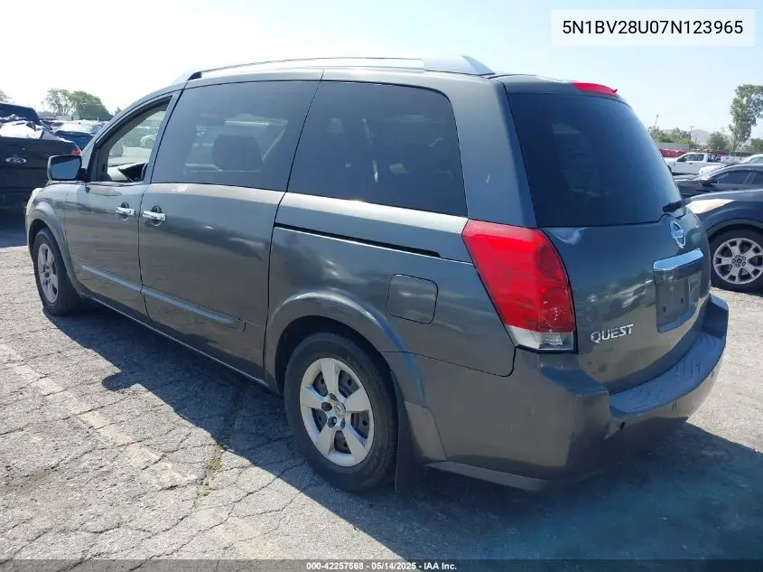 2007 Nissan Quest 3.5 S VIN: 5N1BV28U07N123965 Lot: 42257568