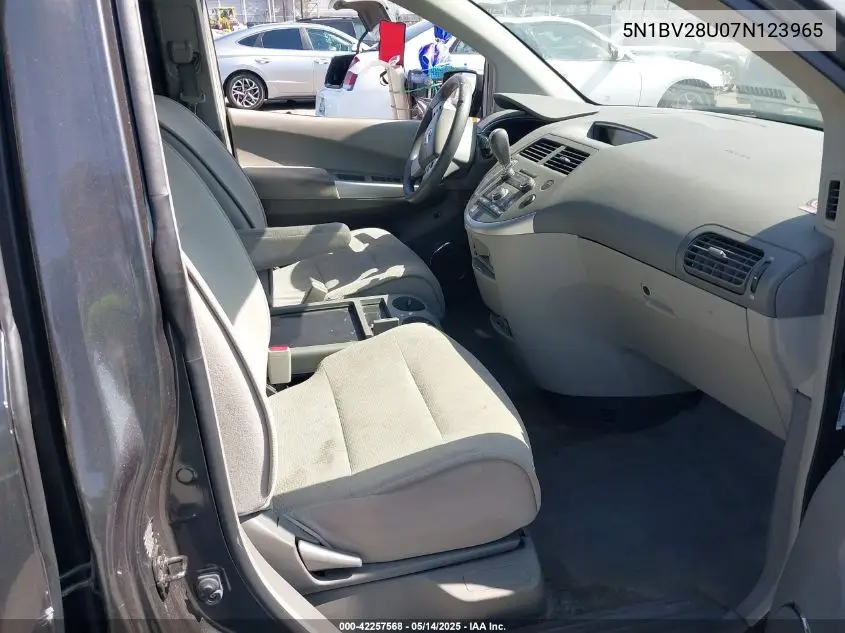 2007 Nissan Quest 3.5 S VIN: 5N1BV28U07N123965 Lot: 42257568