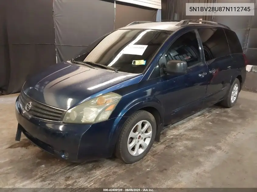 2007 Nissan Quest 3.5 Sl VIN: 5N1BV28U87N112745 Lot: 42400109