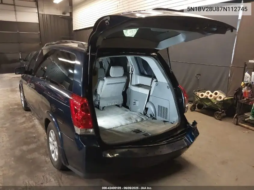 2007 Nissan Quest 3.5 Sl VIN: 5N1BV28U87N112745 Lot: 42400109