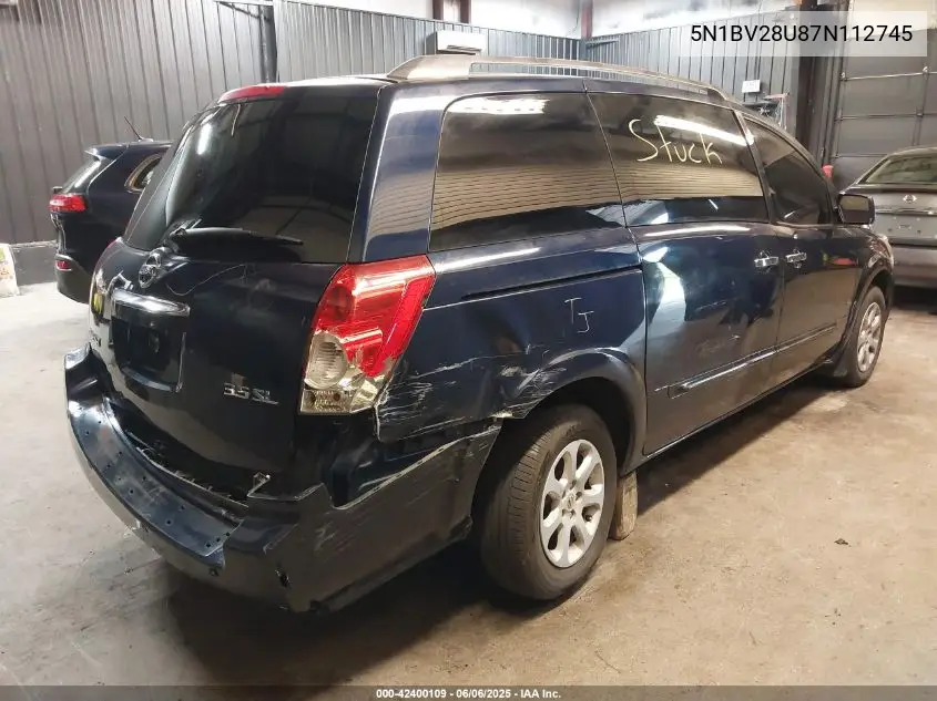 2007 Nissan Quest 3.5 Sl VIN: 5N1BV28U87N112745 Lot: 42400109