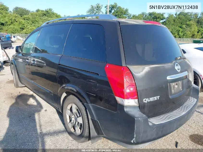 2007 Nissan Quest 3.5 S VIN: 5N1BV28UX7N112438 Lot: 42579078