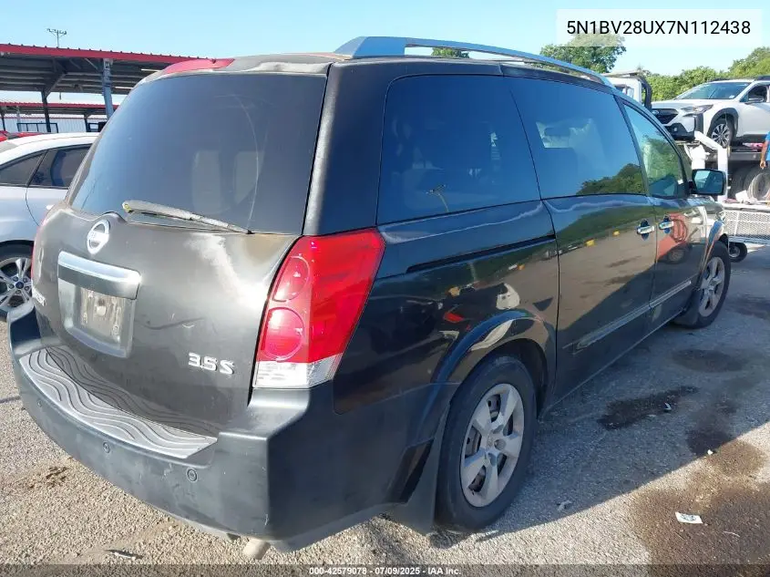 2007 Nissan Quest 3.5 S VIN: 5N1BV28UX7N112438 Lot: 42579078