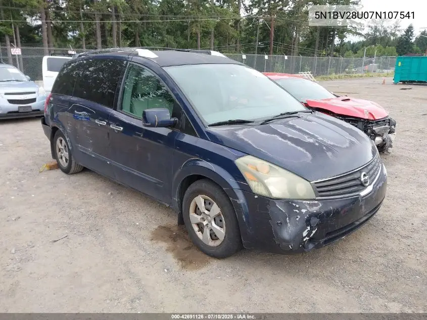 2007 Nissan Quest 3.5 S VIN: 5N1BV28U07N107541 Lot: 42691126