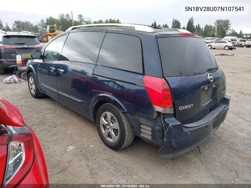 2007 Nissan Quest 3.5 S VIN: 5N1BV28U07N107541 Lot: 42691126