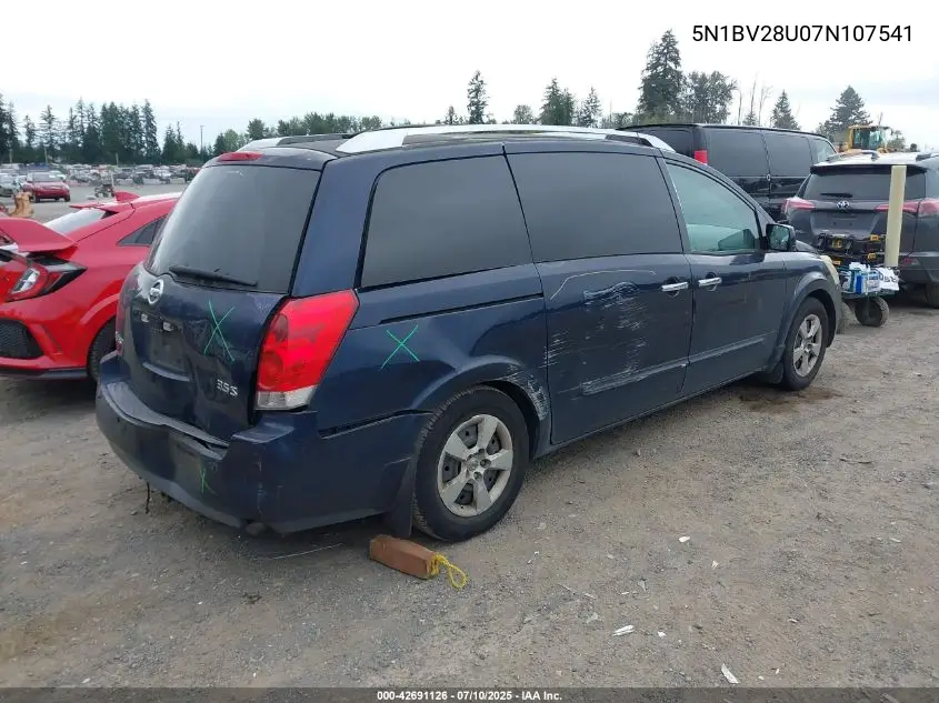 2007 Nissan Quest 3.5 S VIN: 5N1BV28U07N107541 Lot: 42691126
