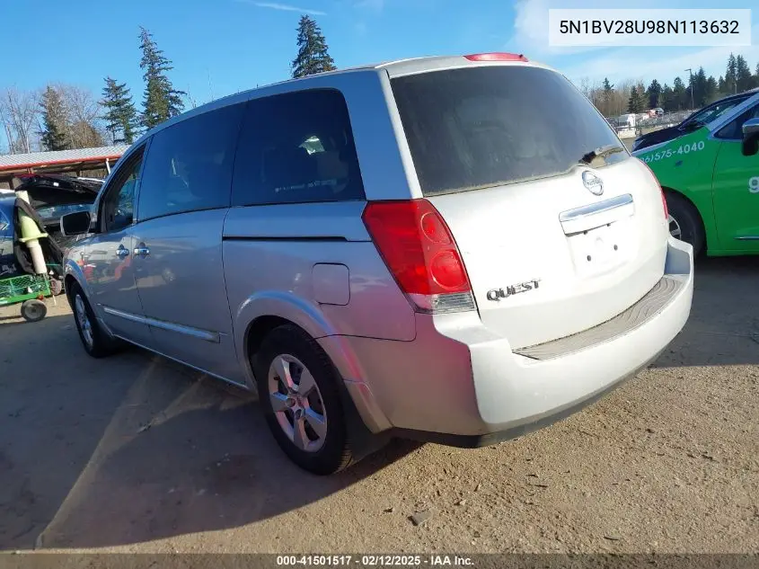 2008 Nissan Quest 3.5 VIN: 5N1BV28U98N113632 Lot: 41501517