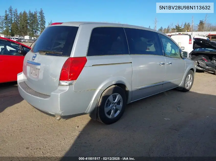 2008 Nissan Quest 3.5 VIN: 5N1BV28U98N113632 Lot: 41501517