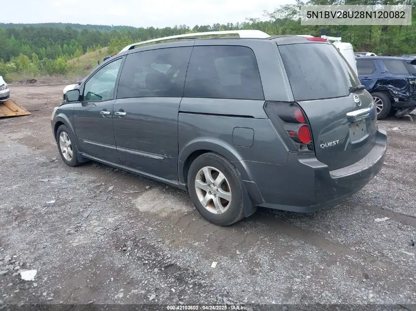 2008 Nissan Quest 3.5 Se VIN: 5N1BV28U28N120082 Lot: 42103603