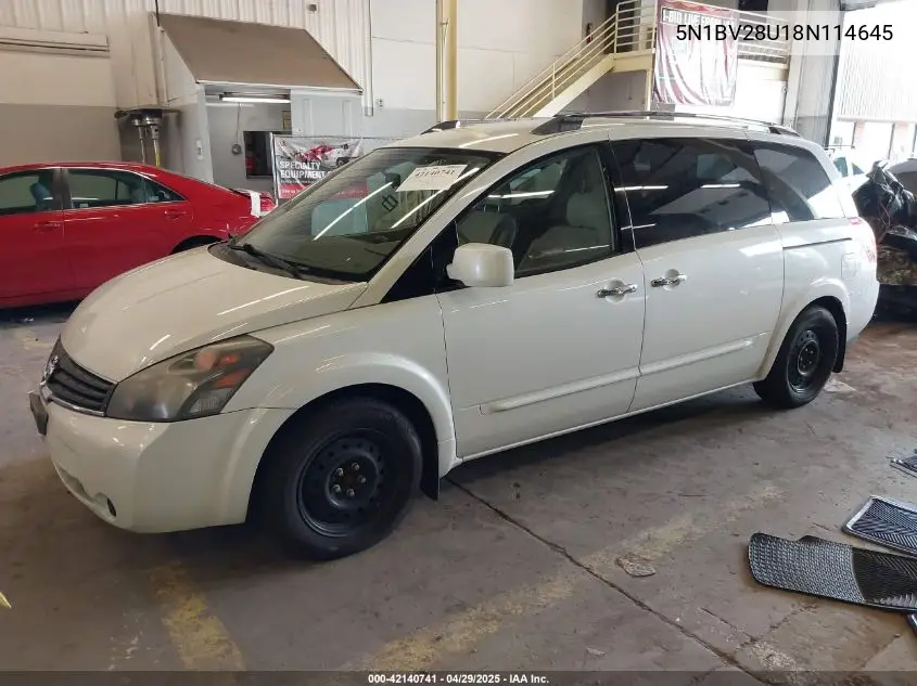 2008 Nissan Quest 3.5 S VIN: 5N1BV28U18N114645 Lot: 42140741