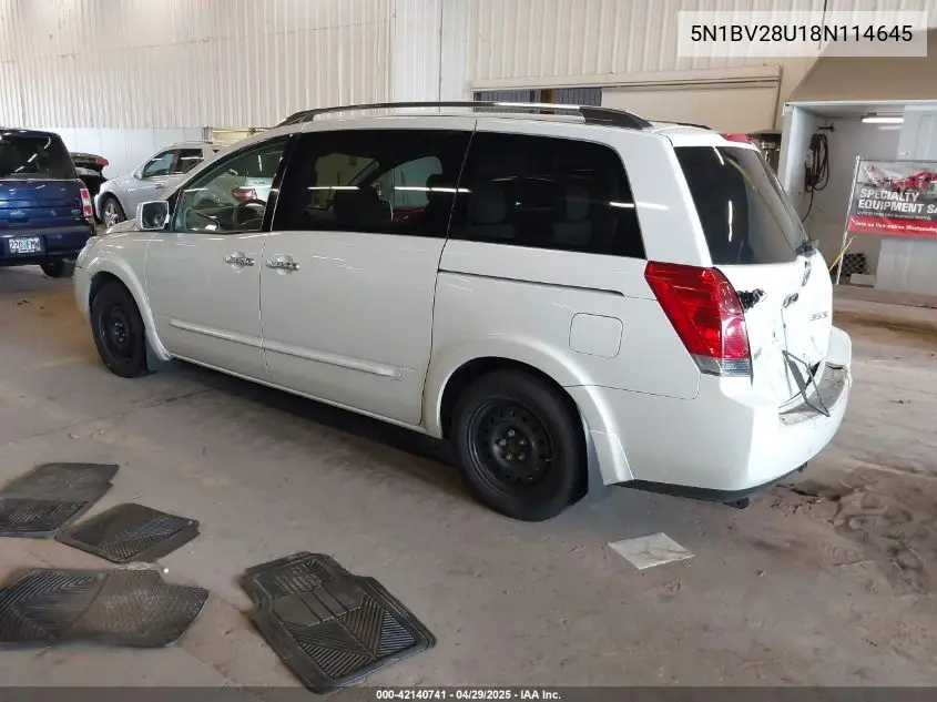 2008 Nissan Quest 3.5 S VIN: 5N1BV28U18N114645 Lot: 42140741