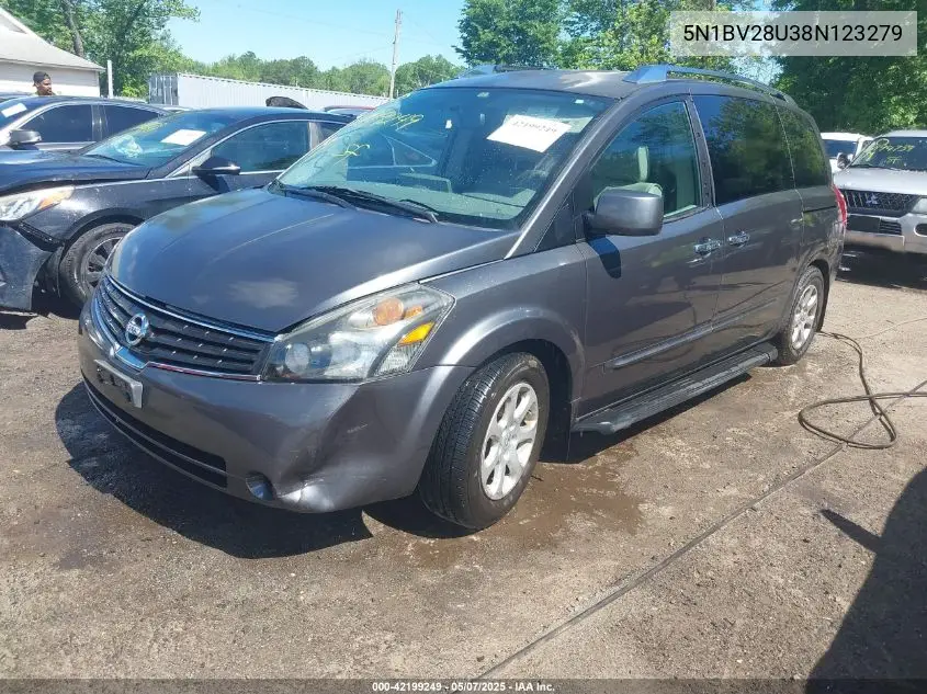 2008 Nissan Quest 3.5 Sl VIN: 5N1BV28U38N123279 Lot: 42199249