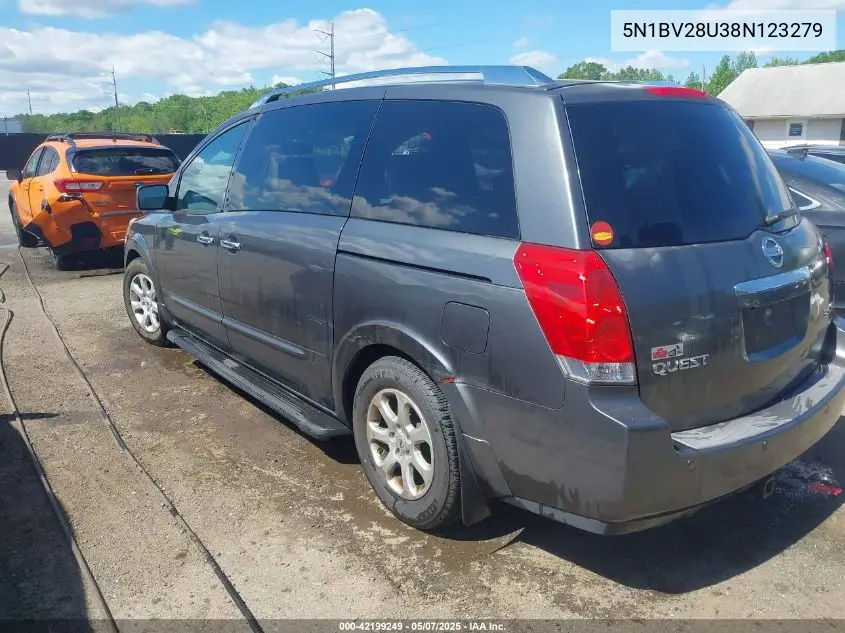 2008 Nissan Quest 3.5 Sl VIN: 5N1BV28U38N123279 Lot: 42199249
