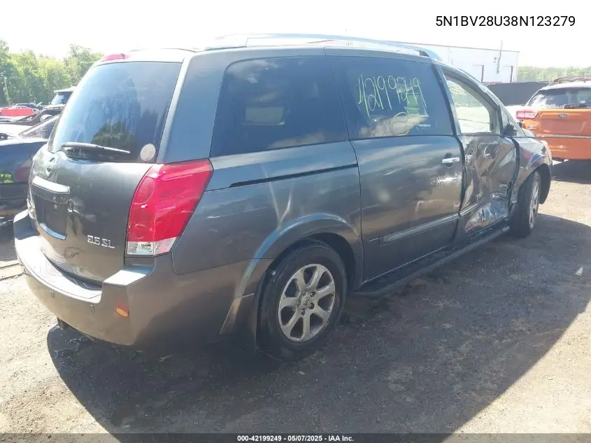 2008 Nissan Quest 3.5 Sl VIN: 5N1BV28U38N123279 Lot: 42199249