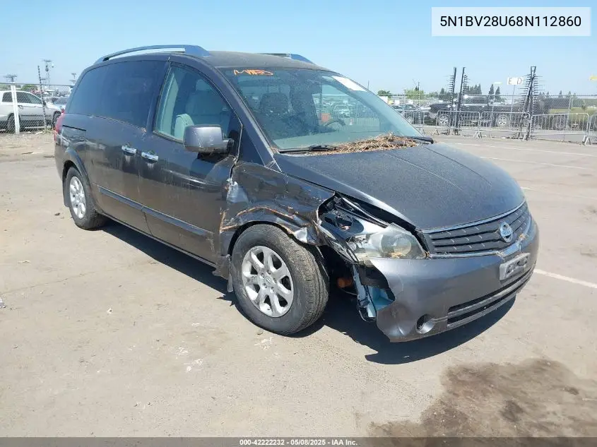 2008 Nissan Quest 3.5 S VIN: 5N1BV28U68N112860 Lot: 42222232