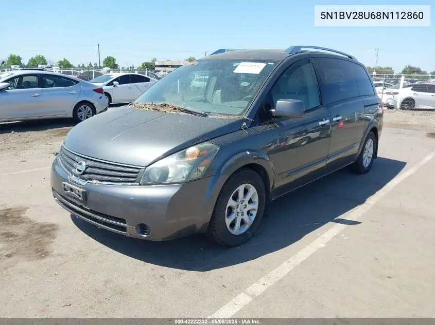 2008 Nissan Quest 3.5 S VIN: 5N1BV28U68N112860 Lot: 42222232