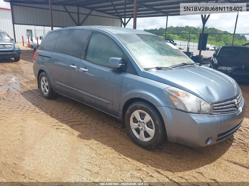 2008 Nissan Quest 3.5 VIN: 5N1BV28U68N118402 Lot: 42367895