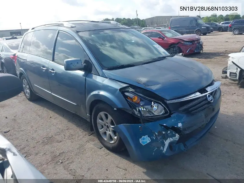 2008 Nissan Quest 3.5 Sl VIN: 5N1BV28U68N103303 Lot: 42449756