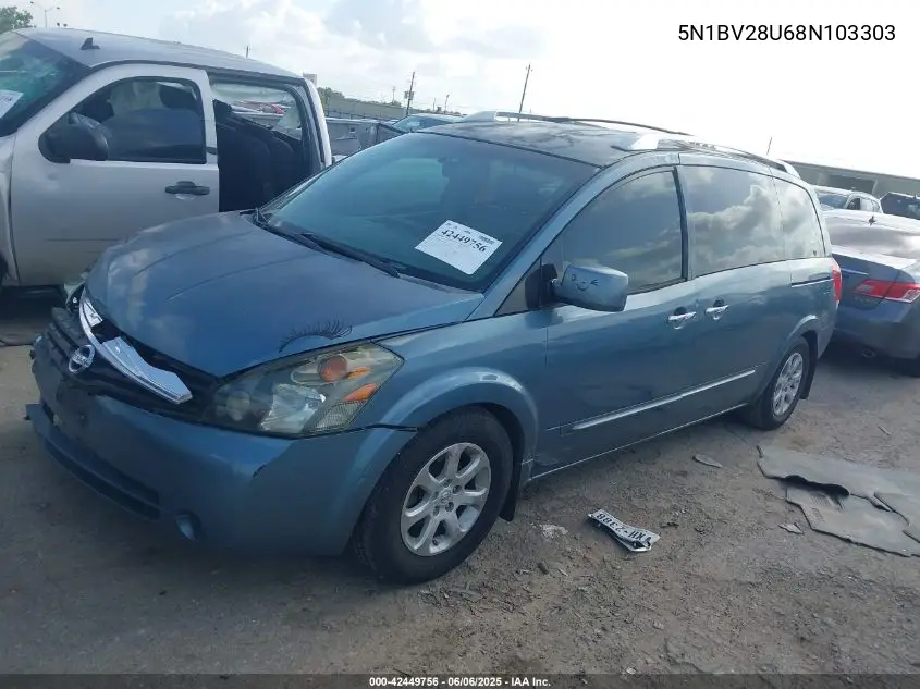 2008 Nissan Quest 3.5 Sl VIN: 5N1BV28U68N103303 Lot: 42449756
