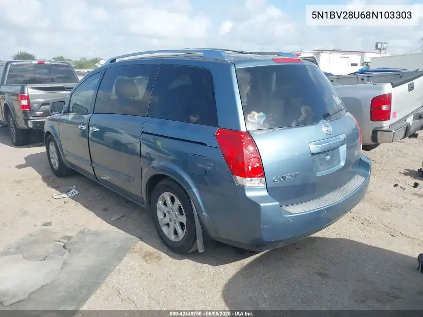 2008 Nissan Quest 3.5 Sl VIN: 5N1BV28U68N103303 Lot: 42449756
