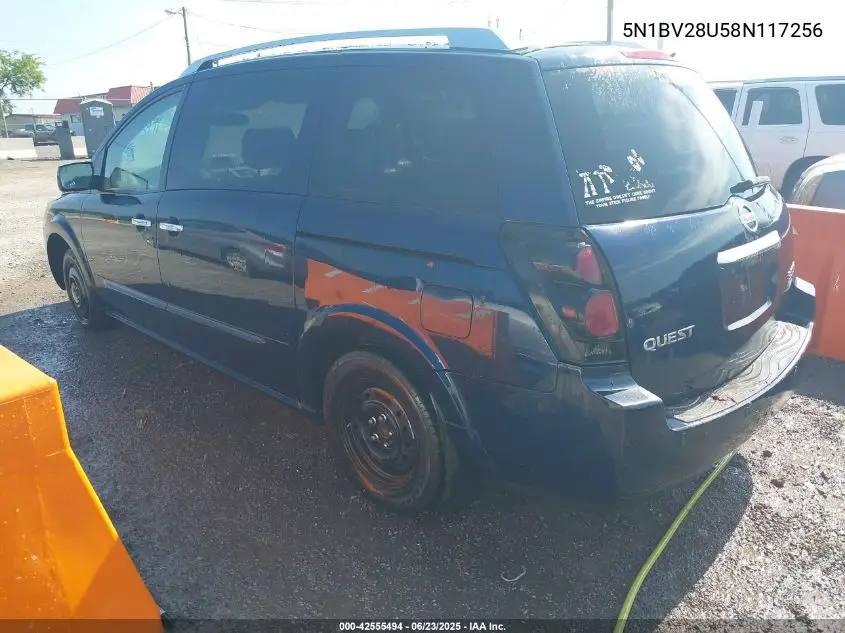 2008 Nissan Quest 3.5 Se VIN: 5N1BV28U58N117256 Lot: 42555494