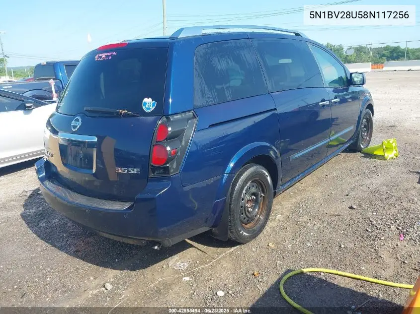 2008 Nissan Quest 3.5 Se VIN: 5N1BV28U58N117256 Lot: 42555494