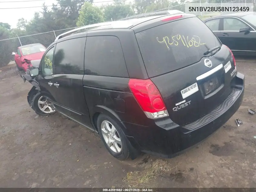 2008 Nissan Quest 3.5 Se VIN: 5N1BV28U58N123459 Lot: 42591682