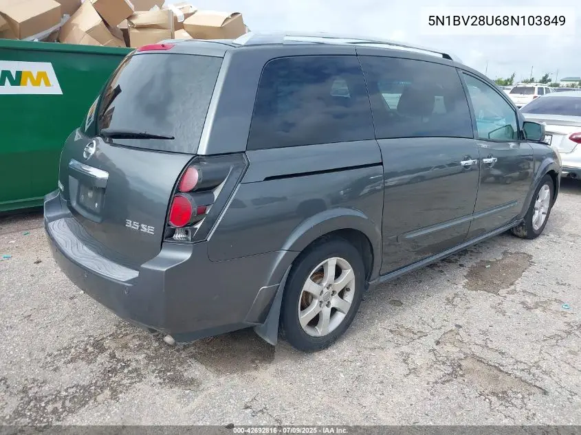 2008 Nissan Quest 3.5 Se VIN: 5N1BV28U68N103849 Lot: 42692816