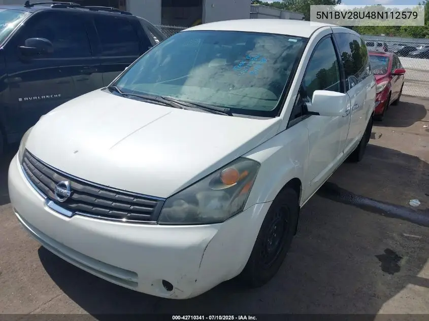 2008 Nissan Quest 3.5 VIN: 5N1BV28U48N112579 Lot: 42710341