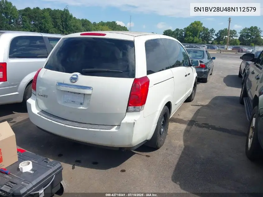 2008 Nissan Quest 3.5 VIN: 5N1BV28U48N112579 Lot: 42710341