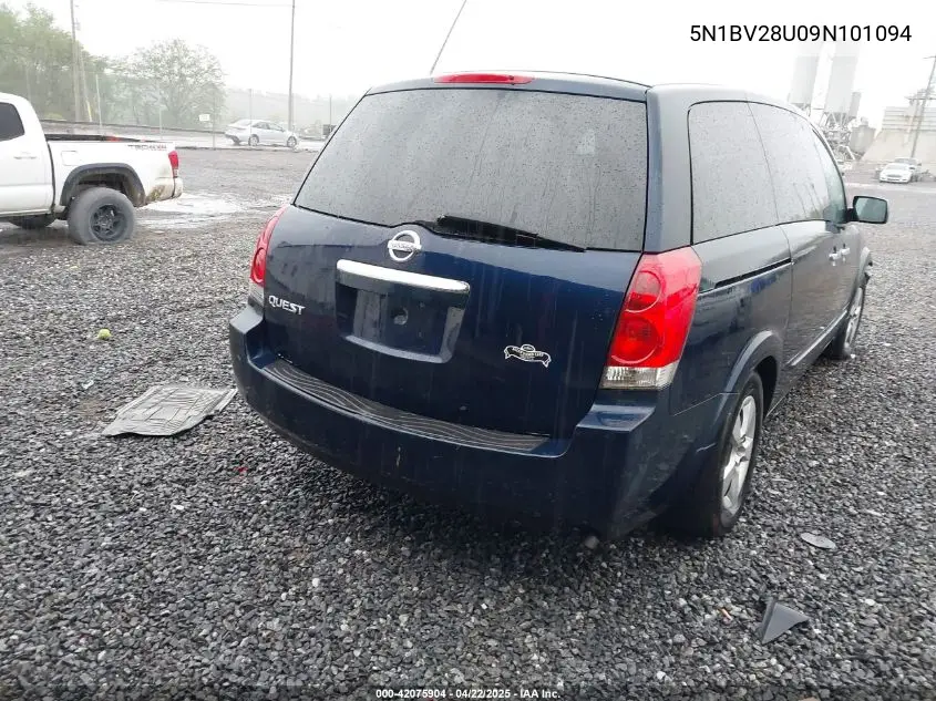 2009 Nissan Quest 3.5 VIN: 5N1BV28U09N101094 Lot: 42075904