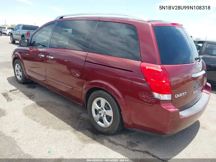 2009 Nissan Quest 3.5 S VIN: 5N1BV28U99N108318 Lot: 42258153