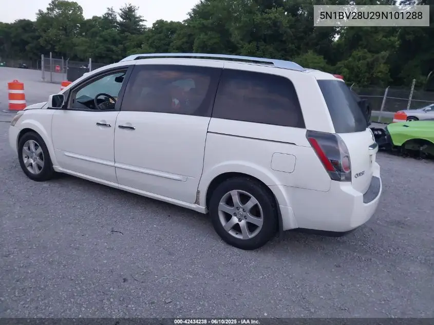 2009 Nissan Quest S/Se/Sl VIN: 5N1BV28U29N101288 Lot: 42434238