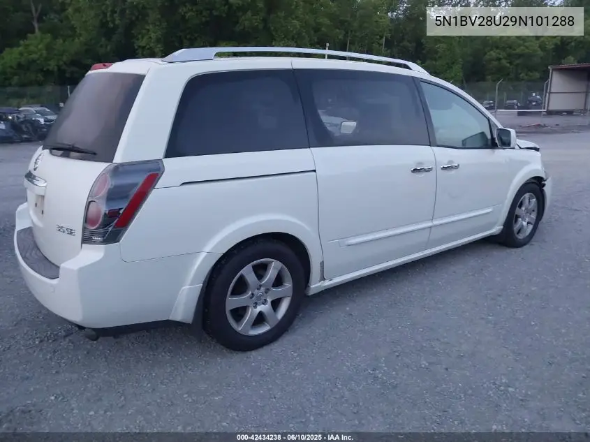 2009 Nissan Quest S/Se/Sl VIN: 5N1BV28U29N101288 Lot: 42434238