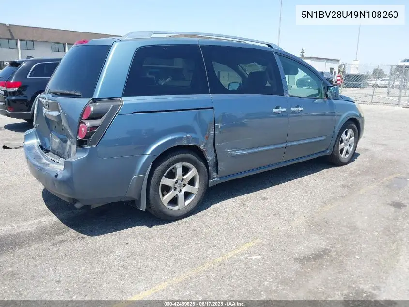 2009 Nissan Quest 3.5 Se VIN: 5N1BV28U49N108260 Lot: 42489825